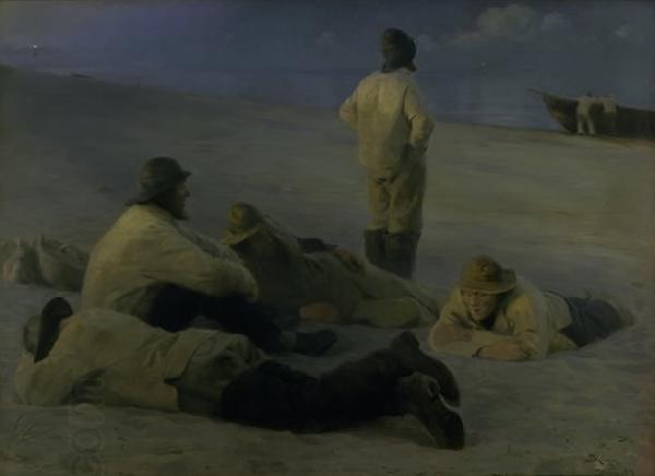 unknow artist Fishermen on Skagen Beach oil painting picture